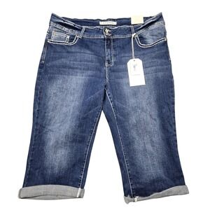 9th & Main Jeans Womens 22W Blue High Rise Capri Curvy Embroidered Stretch Denim